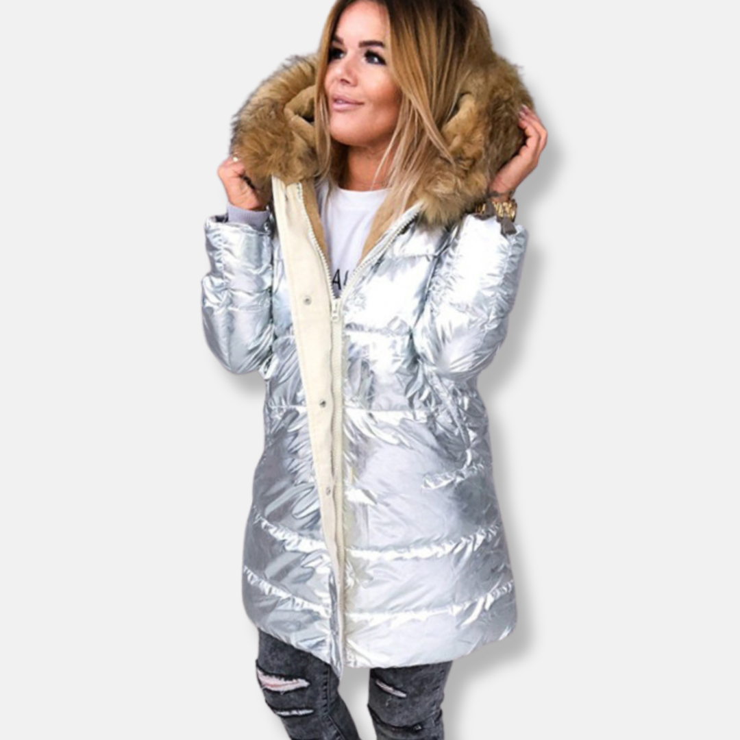 Krohn-e | Nylon Parka Jacke | Fellbesatz Gesteppte Jacke