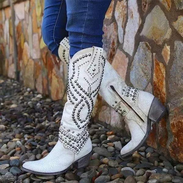 Krohn-e | Niete Lange Dicke Absatzstiefel