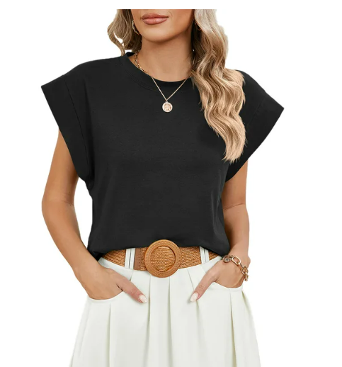 Fudus Damen Sommer T-Shirt, kurzärmelig, Rundhals, lässig