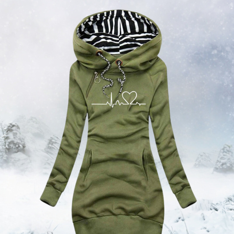 Malia Pullover Dress with Heartbeat Print