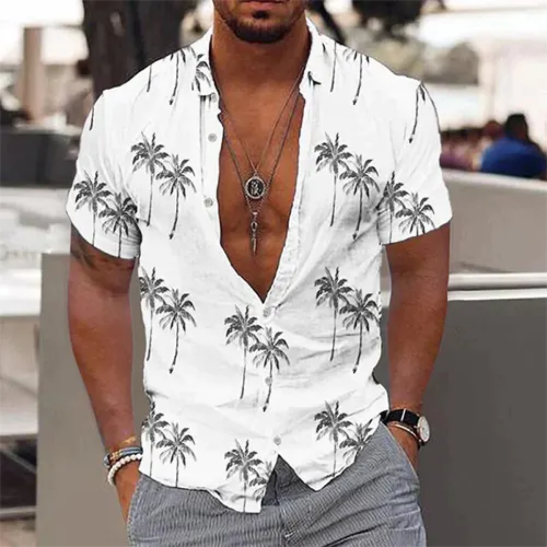 Herren-Sommerhemd mit Palmenprint
