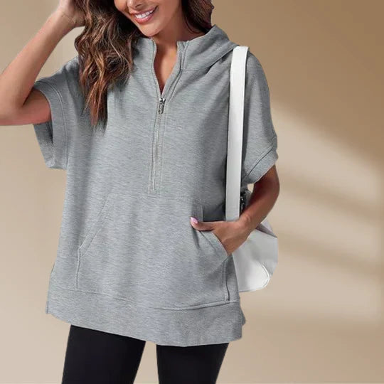 Fudus Damen-Sweatshirt mit Halb-Reißverschluss