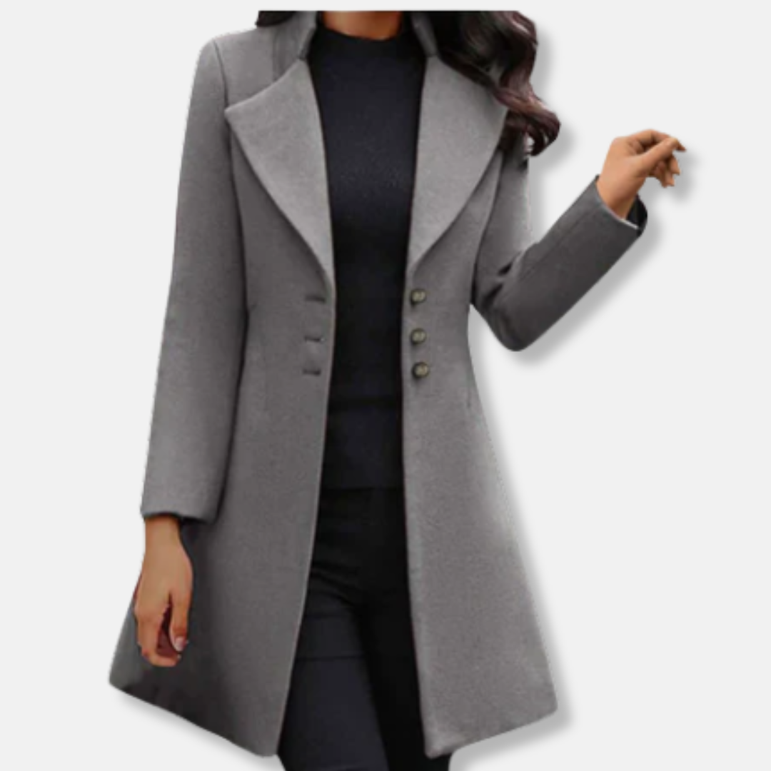 Krohn-e | Mantel - Wolle - Slim Fit - Mittellang - Doppelreihiger Verschluss - Eingekerbter Revers