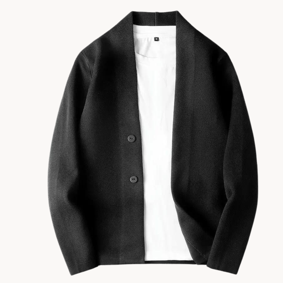 Ciro | Herren Strickjacke ohne Kragen offene Front Knöpfe