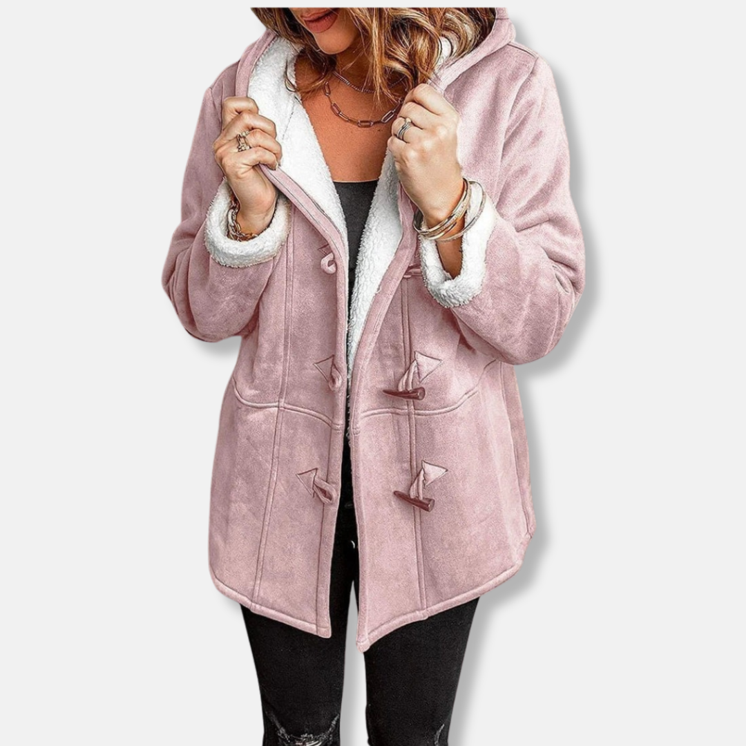 Krohn-e | Fleecejacke - Relaxed Fit - Kapuze - Plüschfutter - Mittellang - Toggle-Verschluss