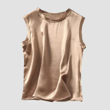 Fudus Seidensatin-Top ohne Ärmel: Designerstück