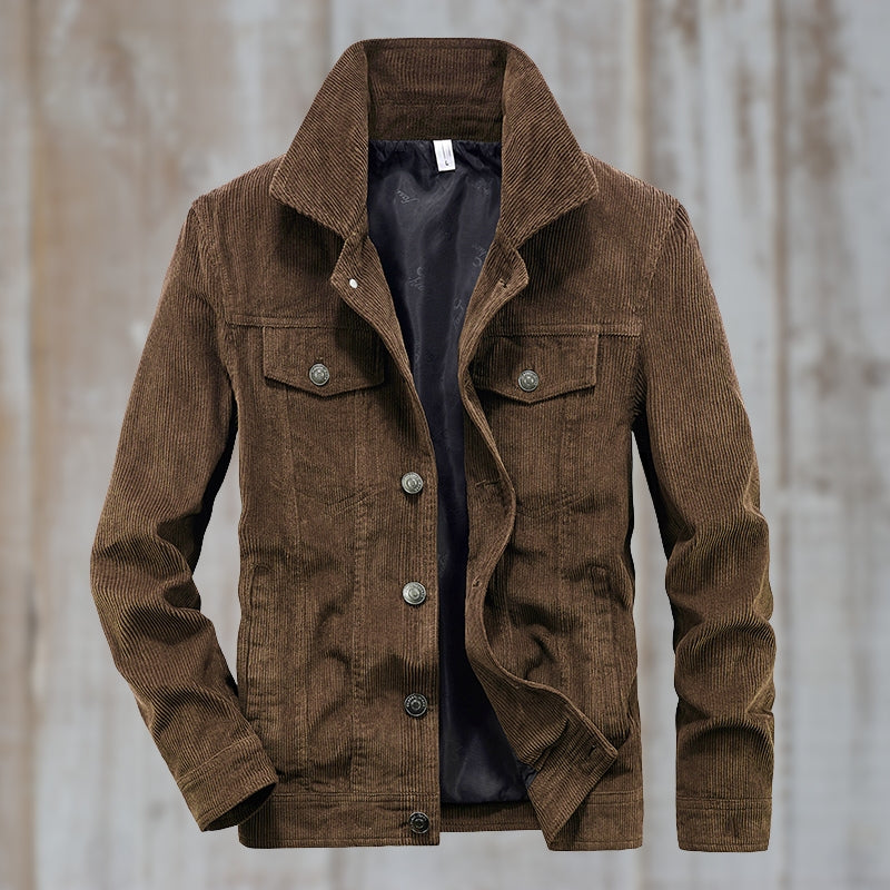 Krohn-e | Cordjacke mit Knopfverschluss Baumwollmischung Zeitloses Design