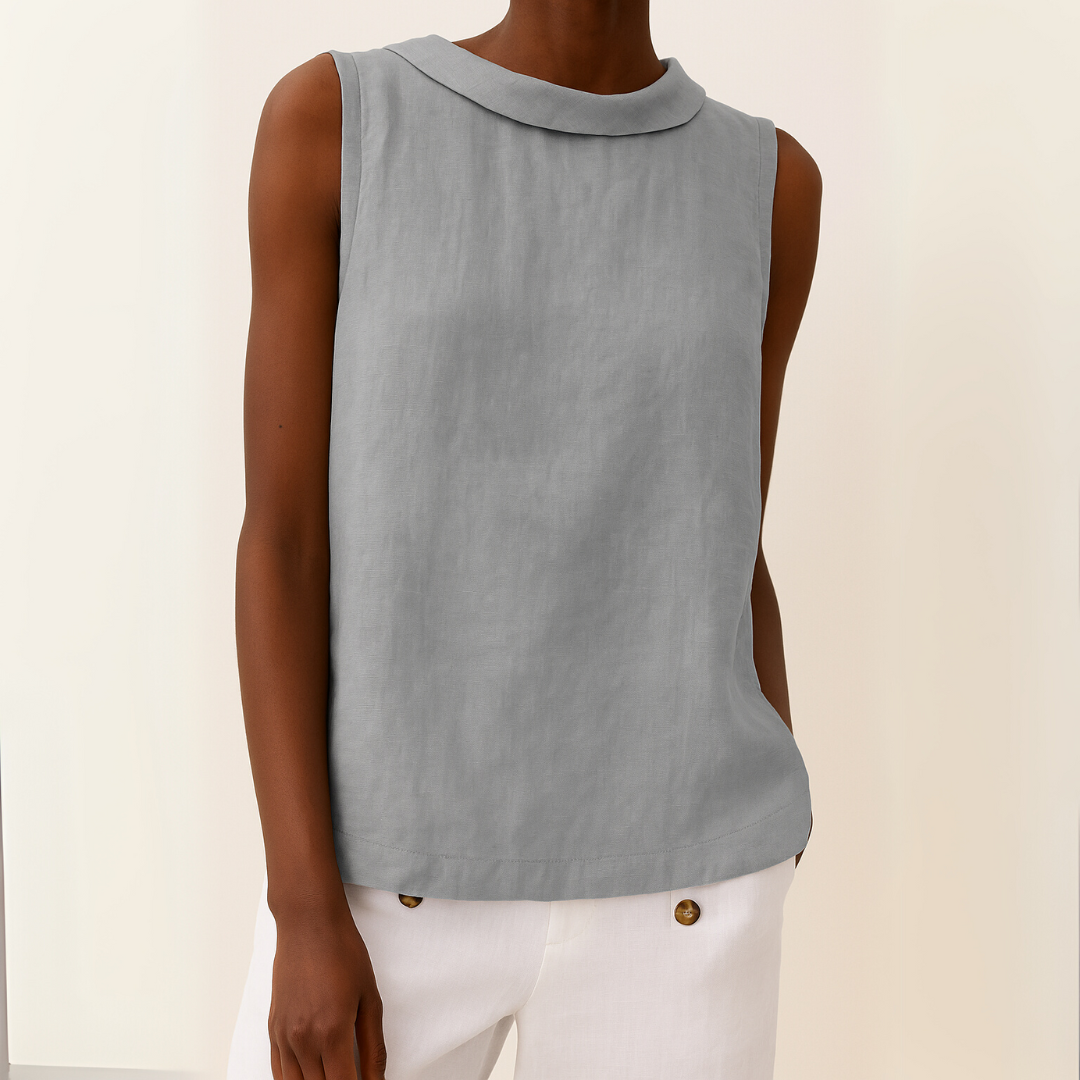 KROHN-E Damen Ärmellose Bluse Rollkragen Weiß