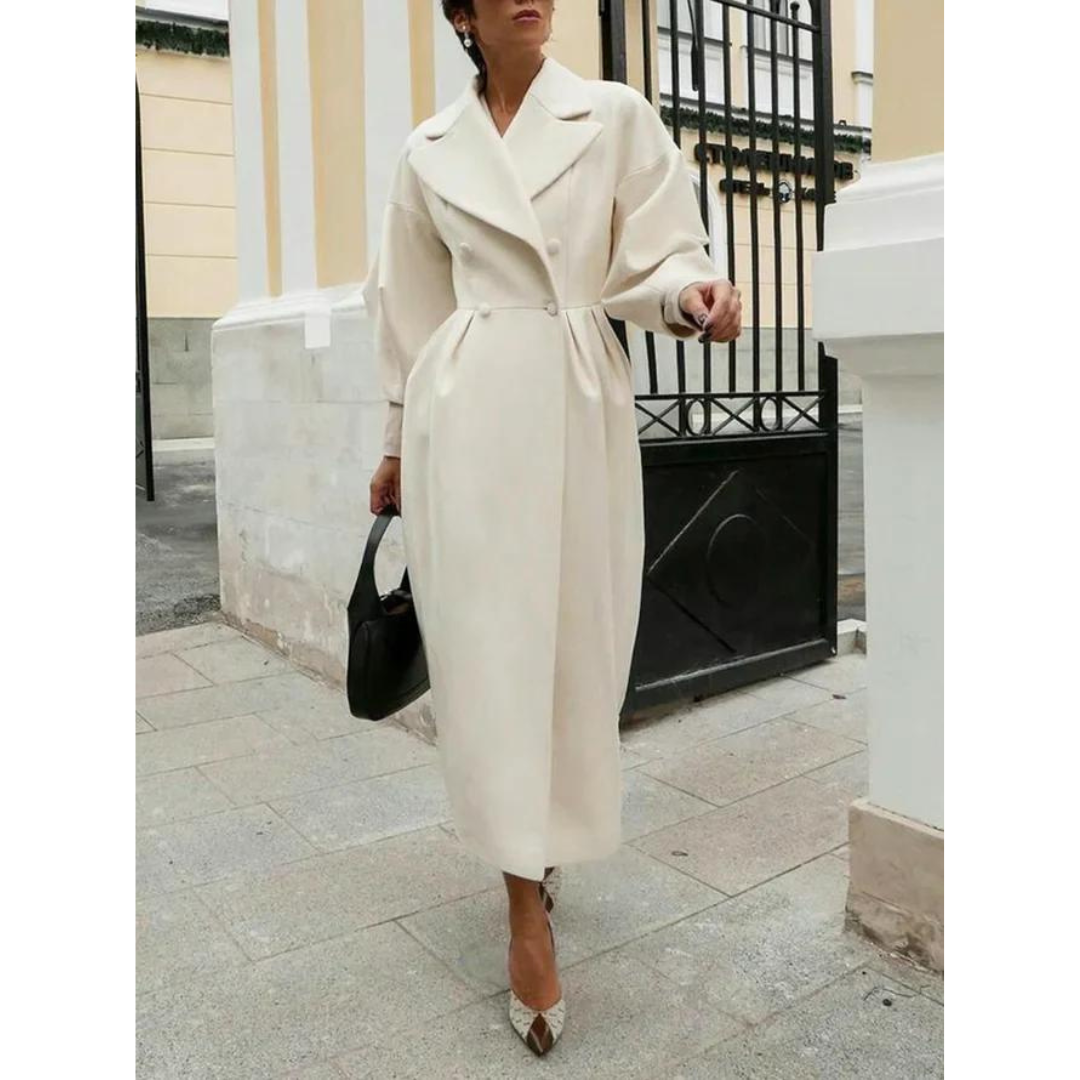 Krohn-e | Trenchcoat - Wollmischung - Doppelreiher - Langer und Eleganter Schnitt