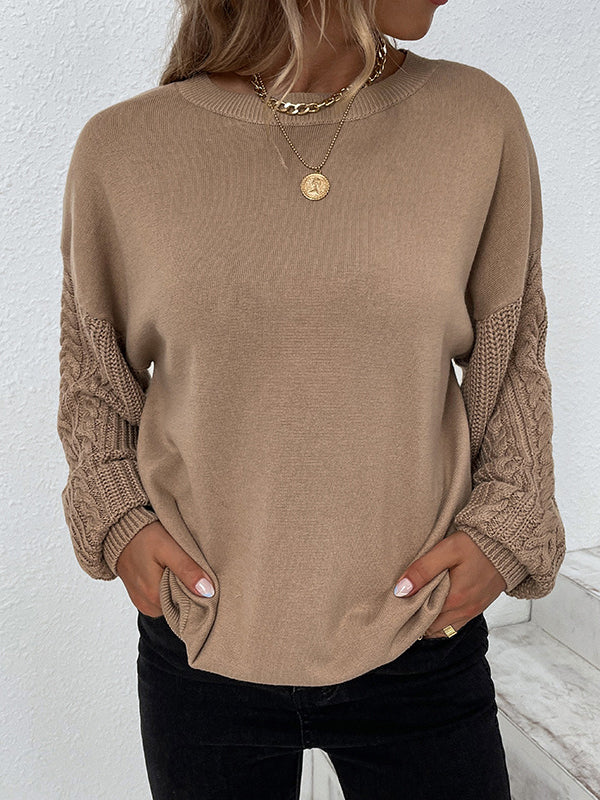 Damen-Strickpullover mit langen Ärmeln lockerer Schnitt