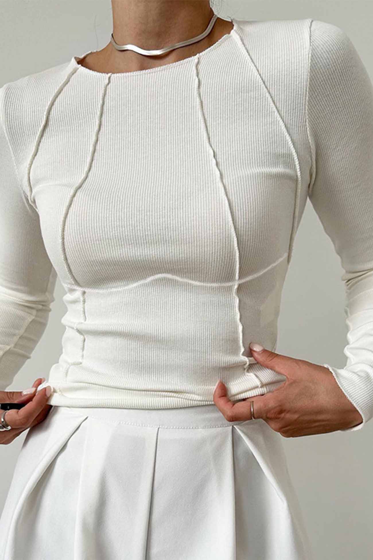 Slim Fit Round Neck Tops by Fudus in Various Colors