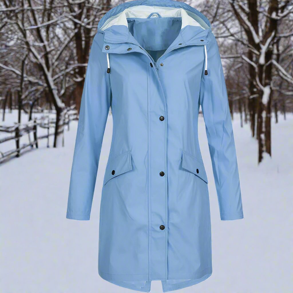 Krohn-e | Kapuzen-Regenjacke - Lockere Passform Mid-Thigh Regenjacke