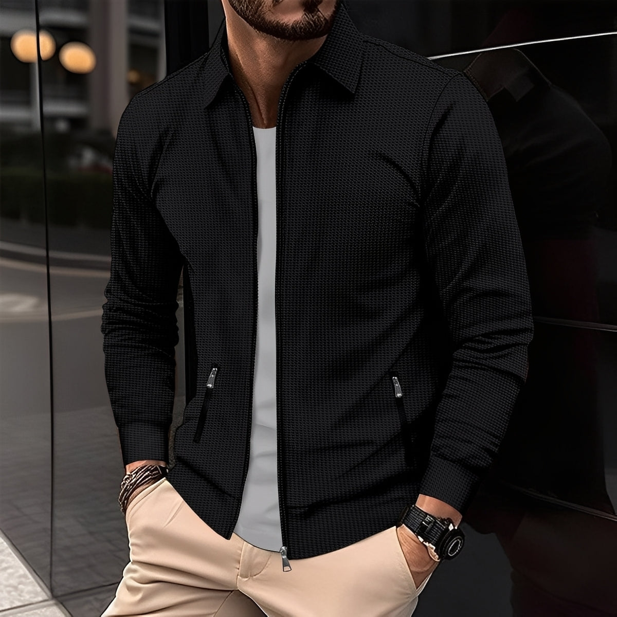 Krohn-e | Moderne Jacke mit Reißverschlusstaschen für Herren