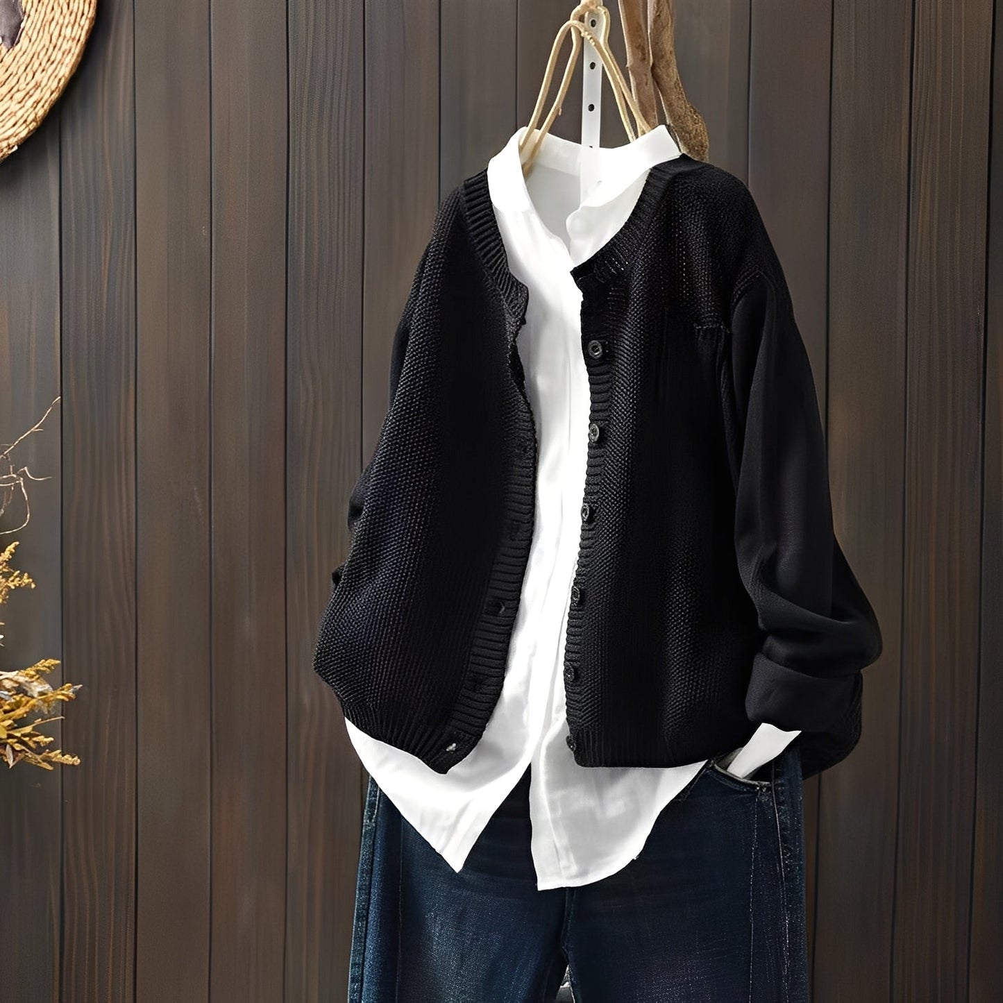 Krohn-e | Klassische, locker sitzende Strickjacke für Frauen