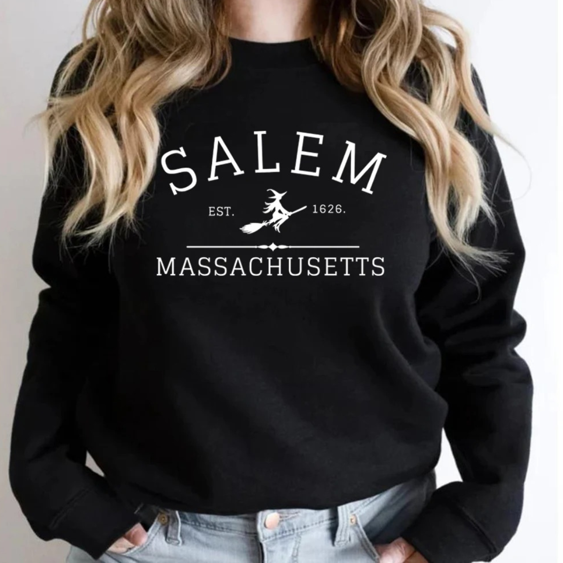 Komfortabler Grafik-Sweatshirt für Damen mit Salem-Druck