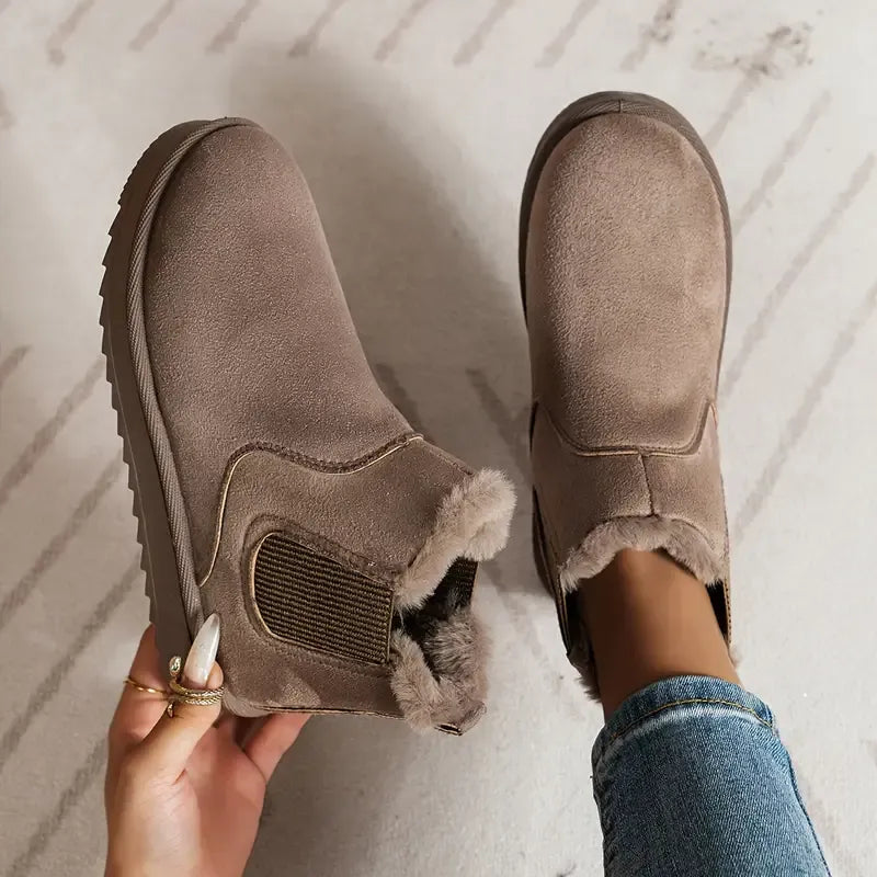 KROHN-E Damen Ankle-Boots Unifarben Vielseitiges Design Winter