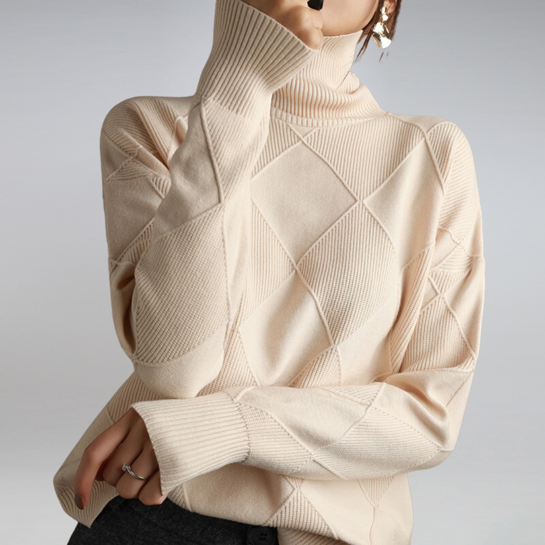 Krohn-e | geometrischer Strick-Rollkragenpullover für Damen