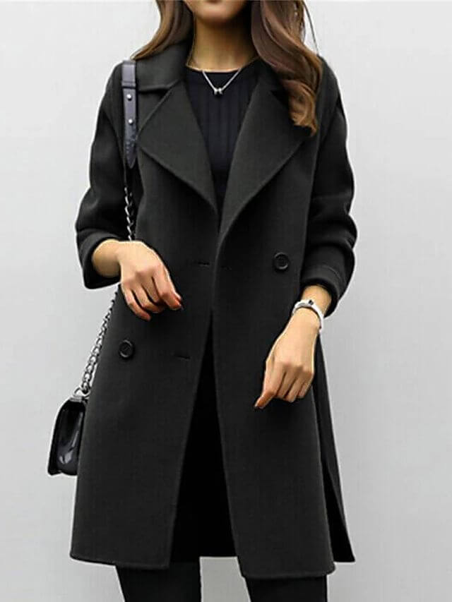 Krohn-e | Damen Eleganter Wolle Wintermantel