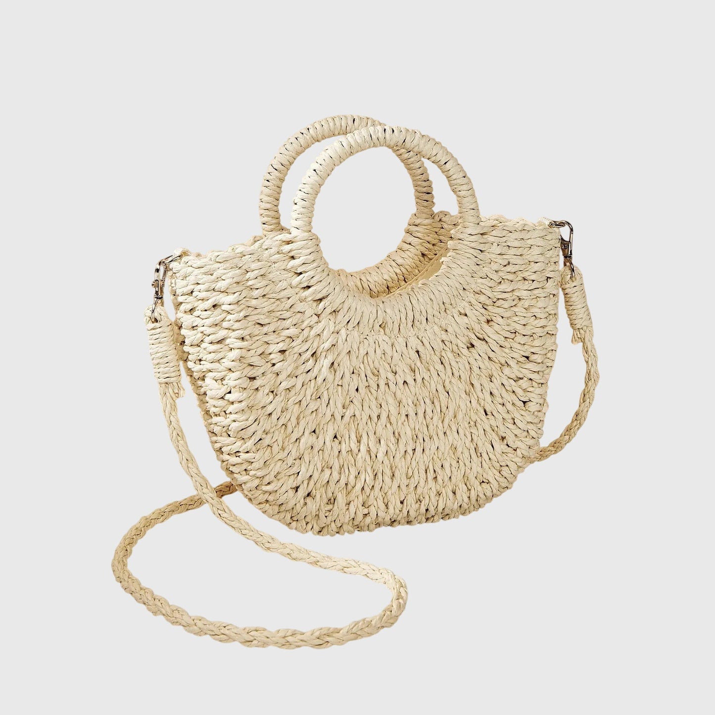 KROHN-E Damen Handtasche Umweltfreundlich Rund-Henkel Geflochten