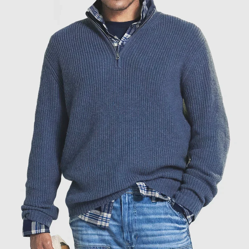 Erik | Herren Quarter-Zip pullover Ripp Stehkragen