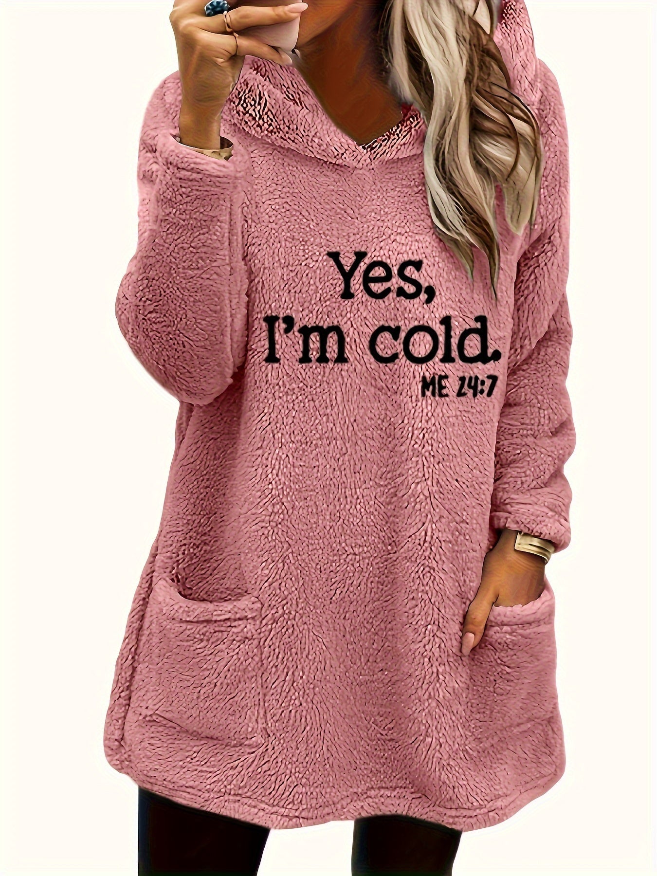 Krohn-e | Langer Hoodie mit Print Fleece Wärme und Komfort