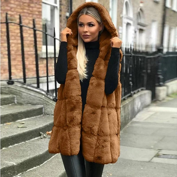 Krohn-e | Weiche Faux-fur-weste mit Kapuze Warm und Stilvoll Perfekt für Layering
