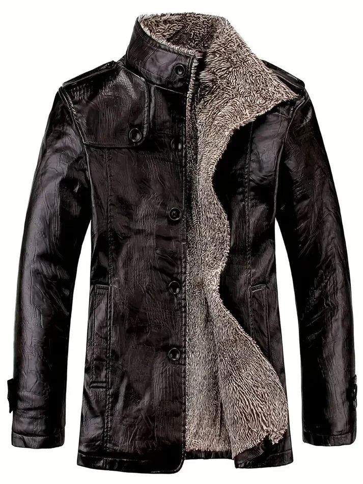 Krohn-e | Herren Lederjacke mit Fleecefutter