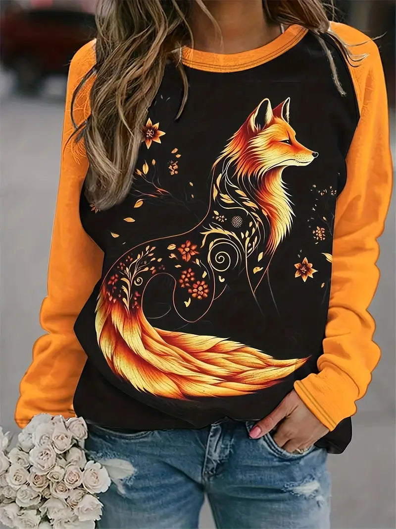 Fudus Damen Sweatshirt mit Fuchs-Grafik