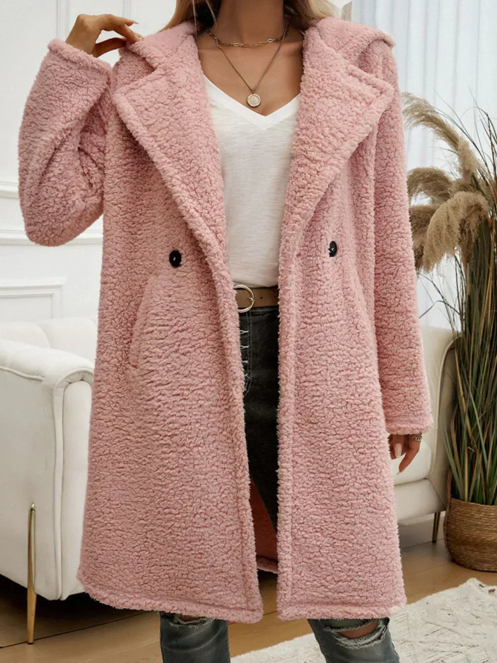 Krohn-e | Verlängter Teddy Hoodie Fleece Stilvoll und Warm