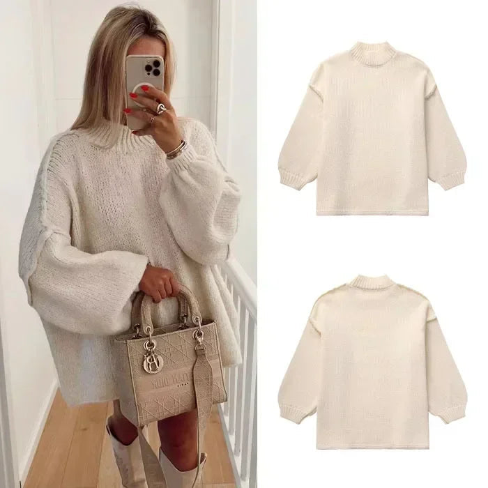 Krohn-e | Strickrollkragenpullover mit voluminösen Statement-Ärmeln