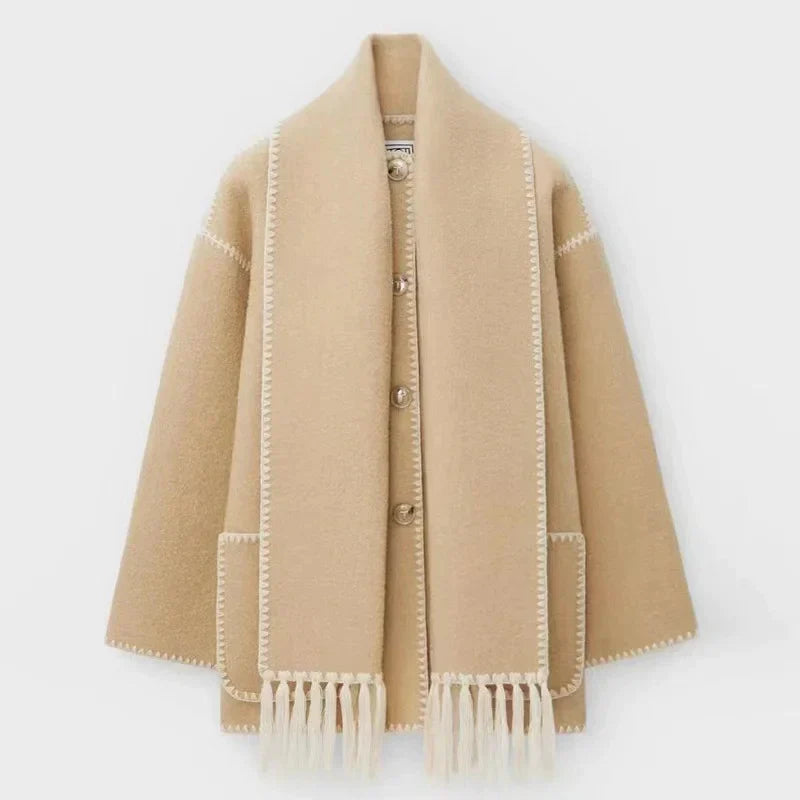 Krohn-e | Zeitloser Pompon-Mantel für Frauen