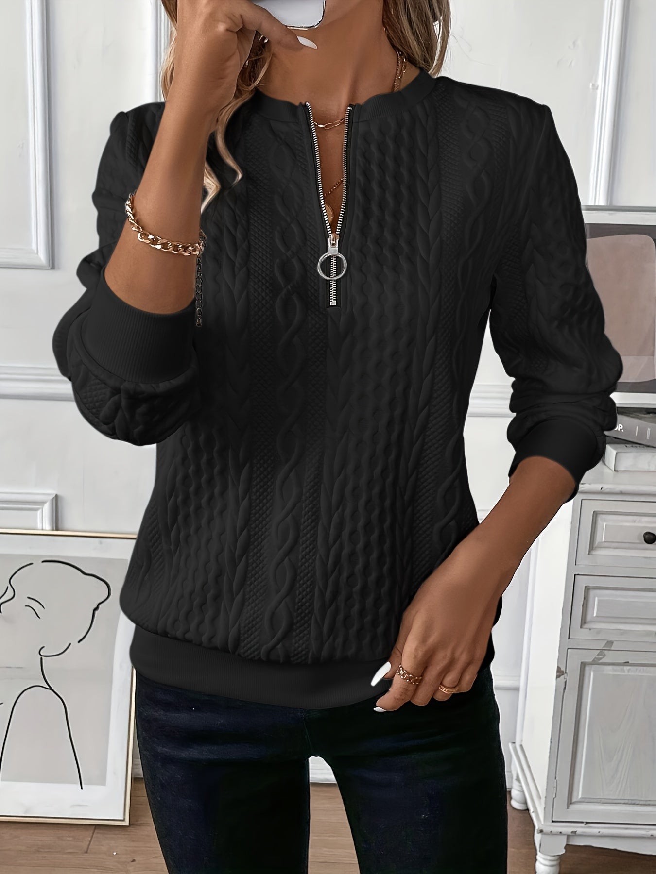Moderner Pullover mit Reißverschluss von Fudus