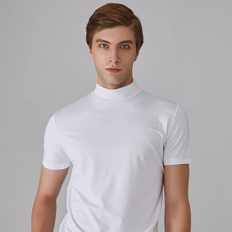 Herren Slim-Fit T-Shirt mit hohem Kragen