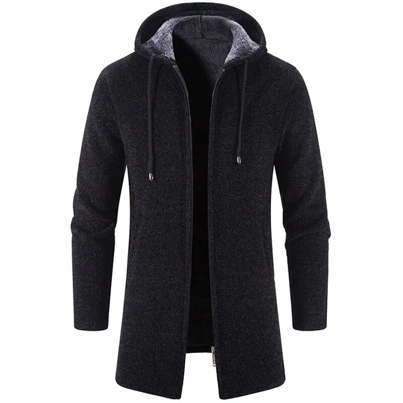 Krohn-e | Lang Kapuzenpulli mit Reißverschluss Weich und Warm Lässiger Komfort