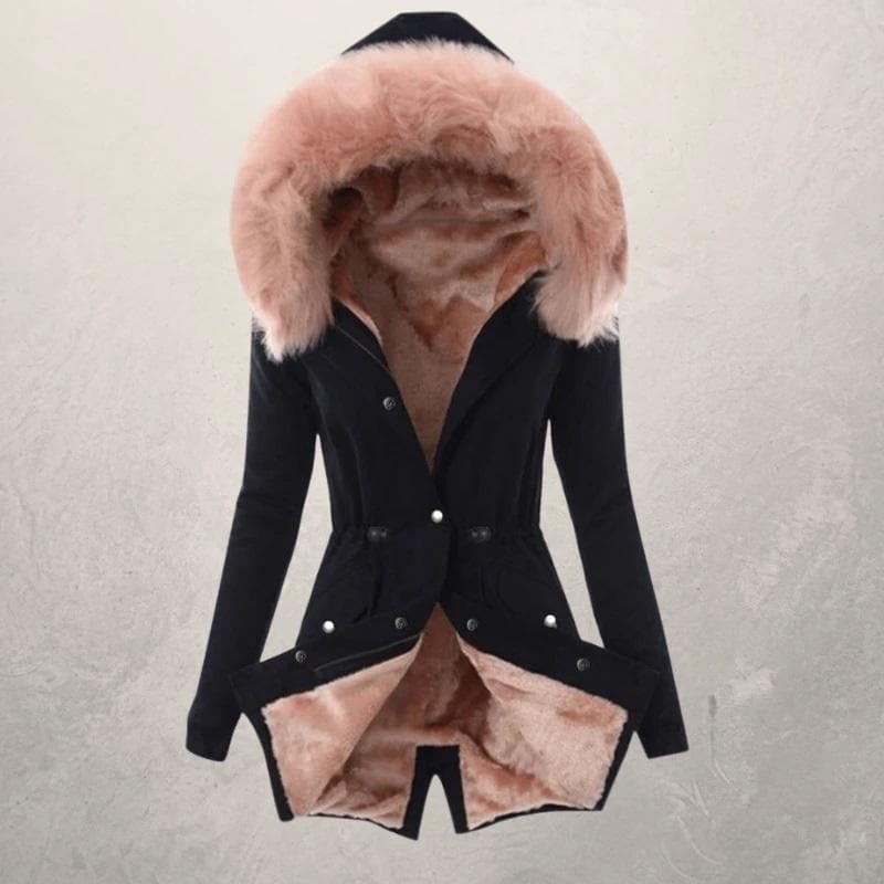 Krohn-e | Parka-Jacke - Mittellange Passform - Gefüttert mit Kunstfell - Kapuze und Knopfverschluss