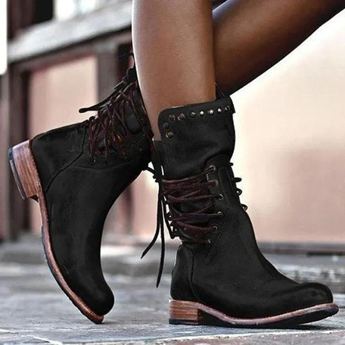 Krohn-e | Stylische Lederstiefel mit Schnürsenkeln