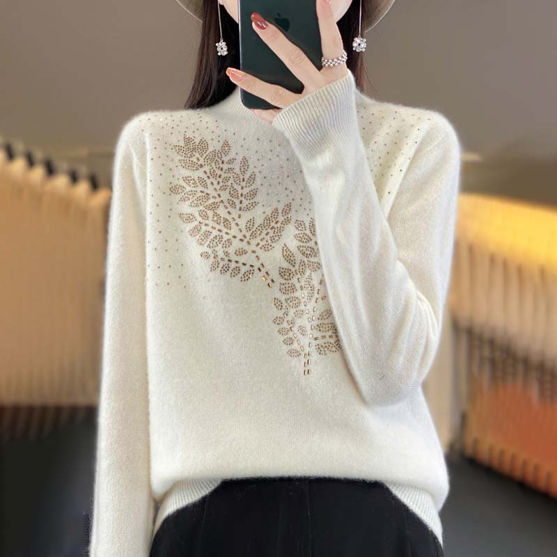 Krohn-e | Strickpullover Mit Zartem Blättermuster