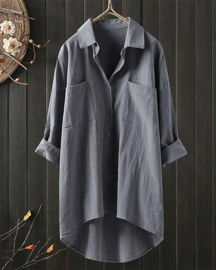 Einfache, langärmelige, locker sitzende Bluse Nora