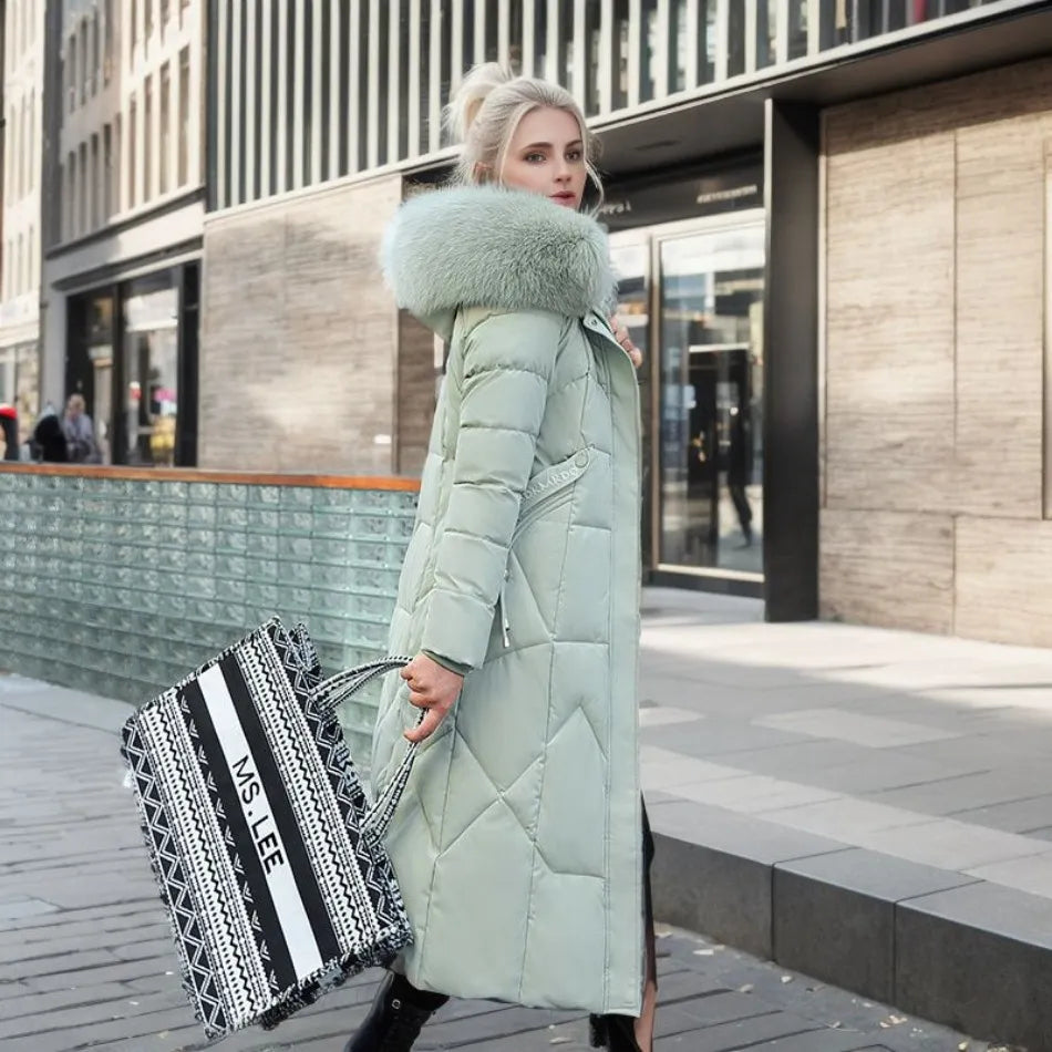 Krohn-e | Lange gesteppte Jacke mit Kapuze Isolde