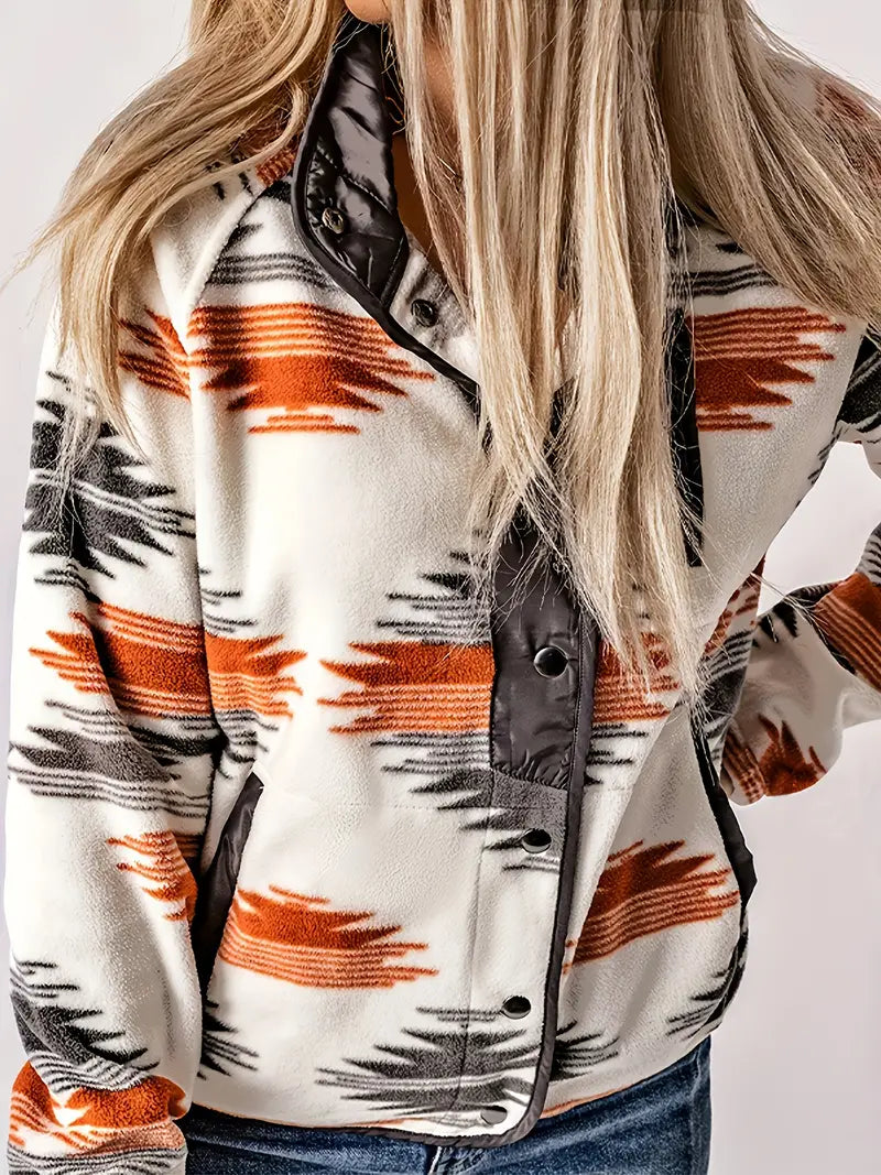 Krohn-e | Aztekmuster Jacke mit Knopfverschluss