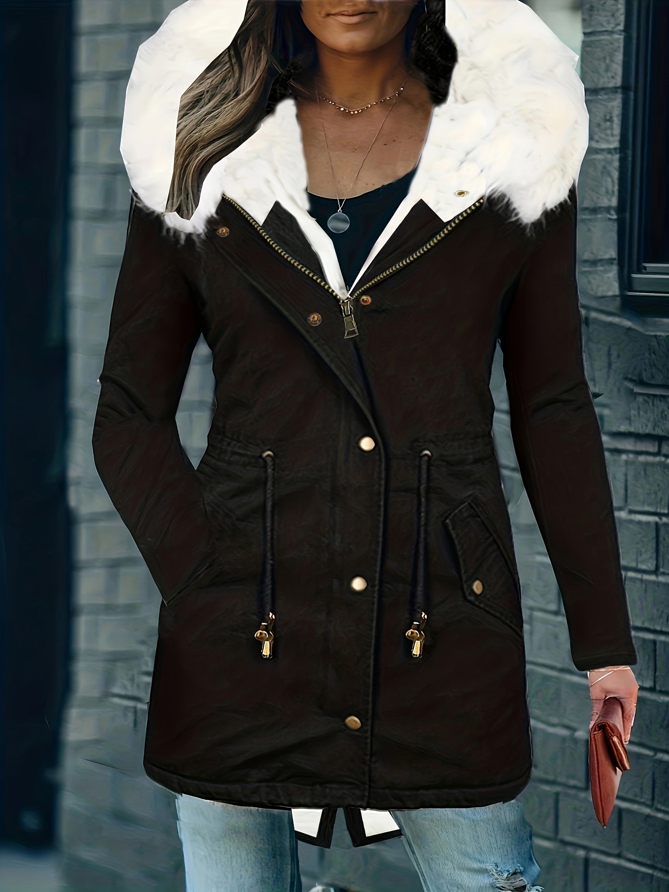 Krohn-e | Kapuzenpullover Zugkordel Parka Mantel