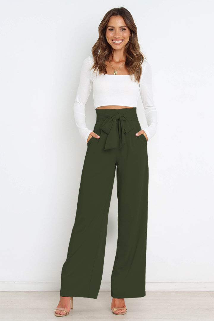 Krohn-e | Hohe Taille Paperbag Hose mit Schleifendetail