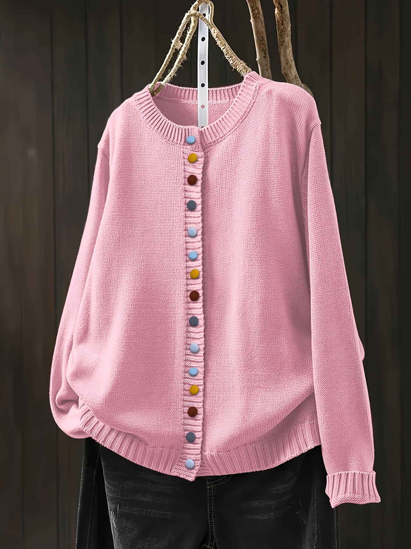 KROHN-E Damen Strick-Cardigan Gemütlich Atmungsaktiv