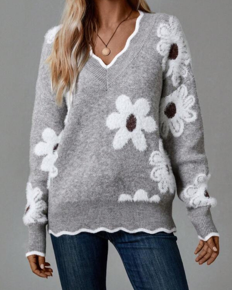 Krohn-e | Strickpullover mit Blumen