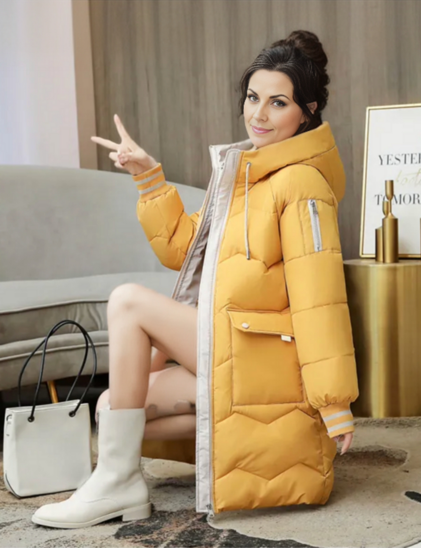 Damen Wiora Lange Pufferjacke