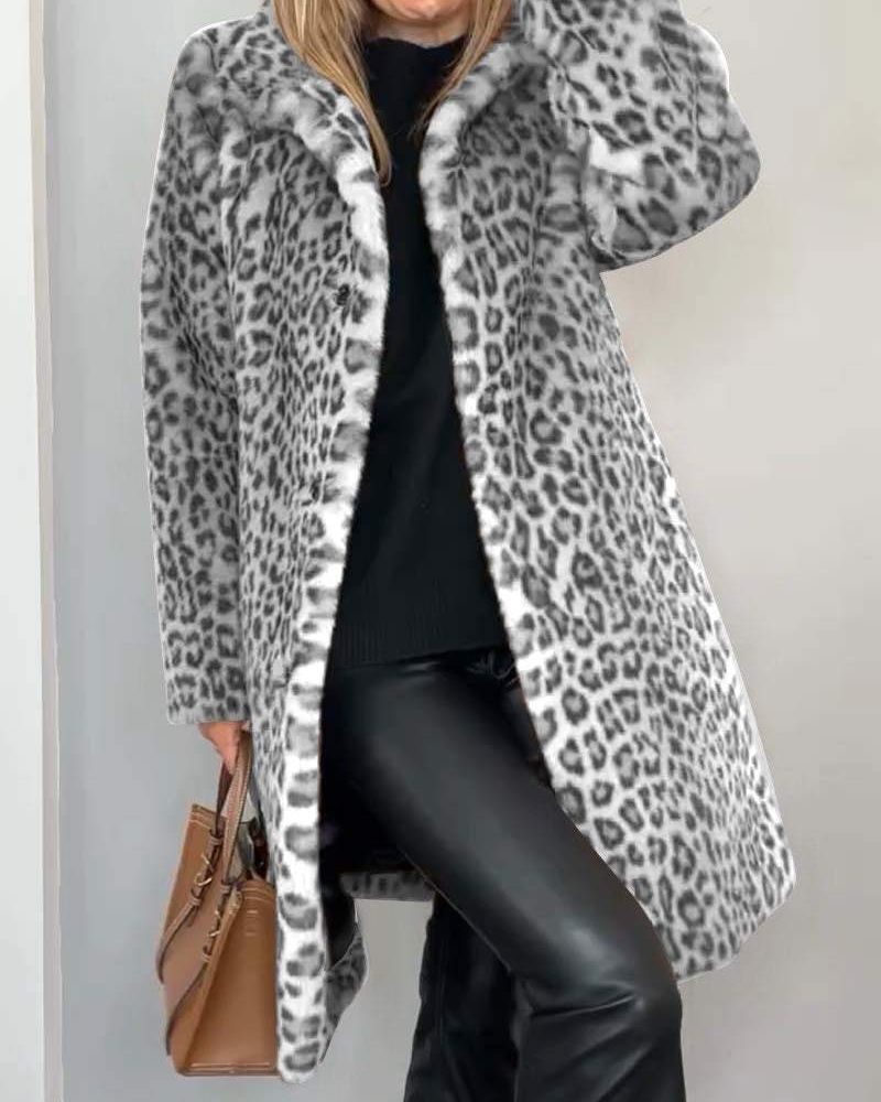 Krohn-e | Leoparden Lange Weiche Jacke