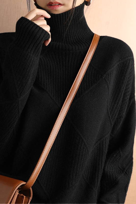 Krohn-e | Pullover - Damen Diamant Strick Rollkragenpullover