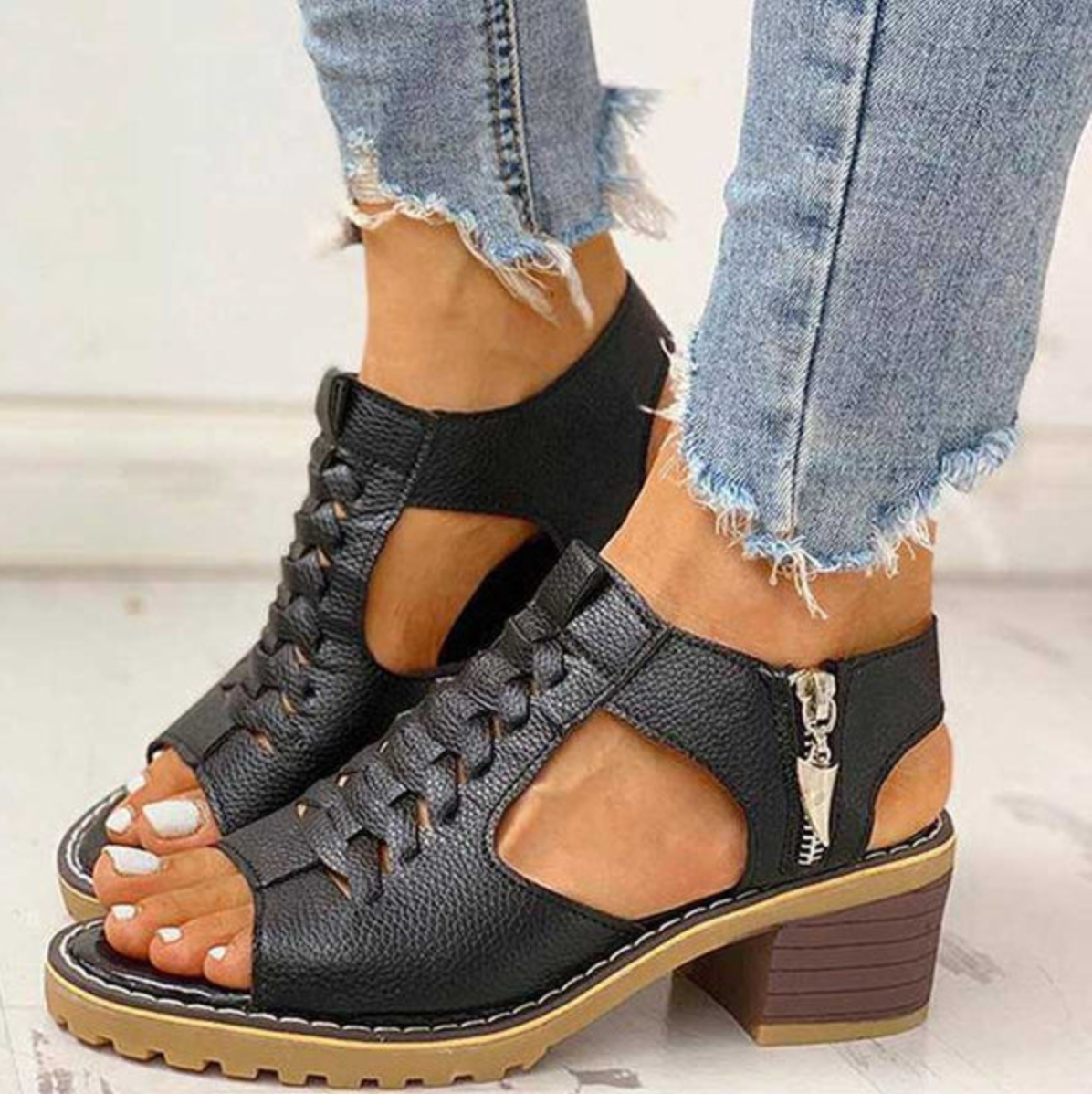 KROHN-E Damen High-Heel Sandalen Verstellbare Riemen Komfort