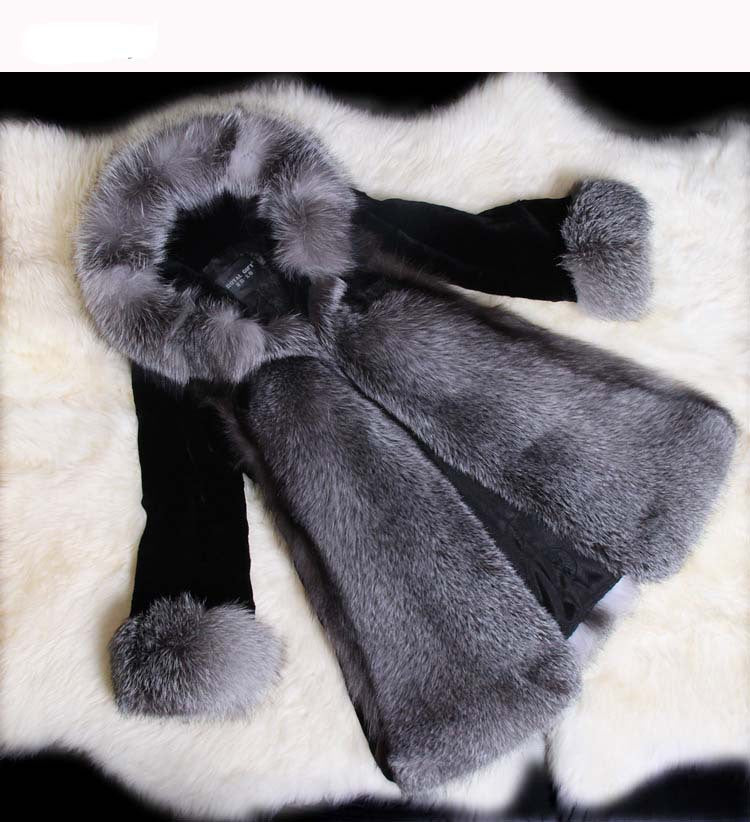 Damen Eleganter Kunstpelz-Mantel mit voluminösem Kragen und seitlichen Taschen Krohn-e