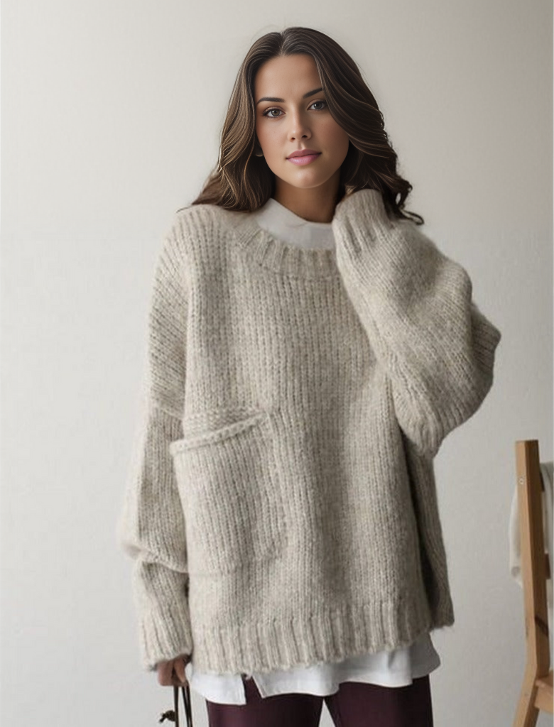 Krohn-e | Übergroßer Strickpullover mit Tasche
